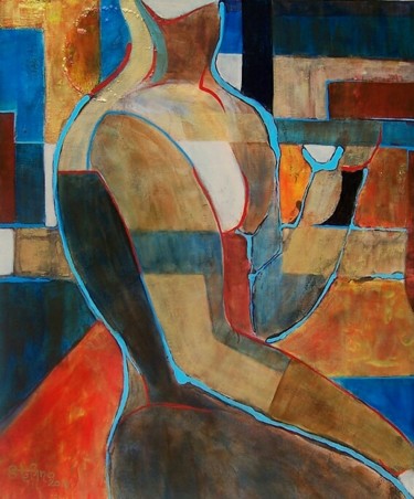 Peinture intitulée "Le serveur" par Stefano, Œuvre d'art originale, Acrylique