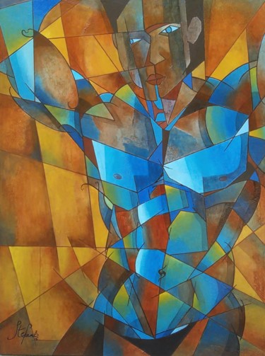 Pintura titulada "Torso desnudo cubis…" por Stefano, Obra de arte original, Acrílico