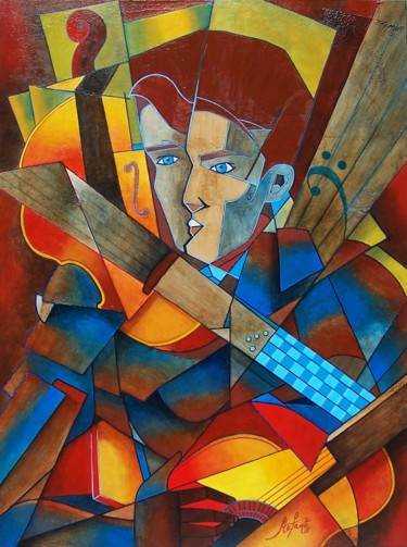 Peinture intitulée "Dix cordes" par Stefano, Œuvre d'art originale, Acrylique