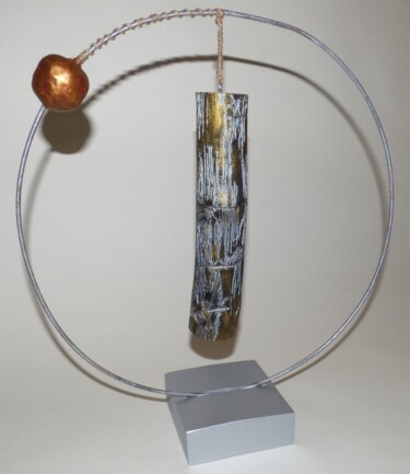 Skulptur mit dem Titel "La pendule" von Stéphane Jenny, Original-Kunstwerk, Holz