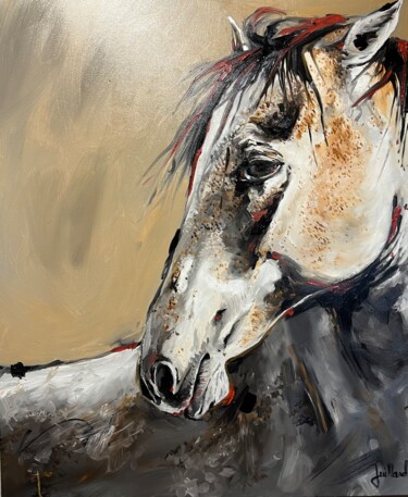 Painting titled "Cheval Appaloosa su…" by Stéphane Juillard, Original Artwork, Oil Mounted on Wood Stretcher frame