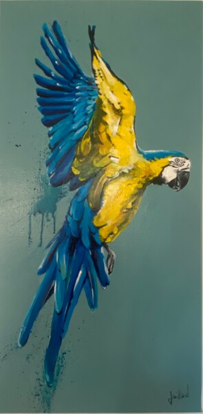 Pintura titulada "Perroquet" por Stéphane Juillard, Obra de arte original, Acrílico Montado en Bastidor de camilla de madera
