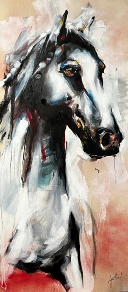 Peinture intitulée "Cheval blanc" par Stéphane Juillard, Œuvre d'art originale, Acrylique Monté sur Châssis en bois