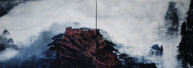 Painting titled "Montagne de feu" by Stéphane Korb, Original Artwork, Acrylic