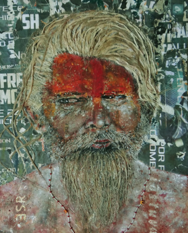 Peinture intitulée "Sadhu" par Stéphane Le Gars (Steff), Œuvre d'art originale, Acrylique