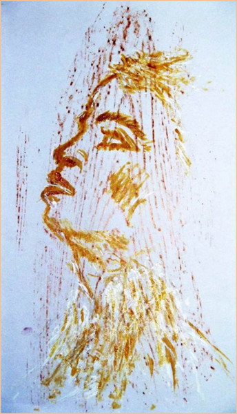 Peinture intitulée "Frottage et visage" par Stéphane Le Gars (Steff), Œuvre d'art originale, Acrylique