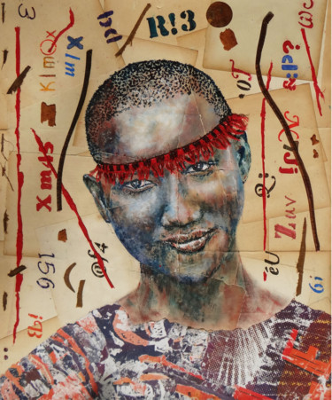 Peinture intitulée "Jeune africaine" par Stéphane Le Gars (Steff), Œuvre d'art originale, Acrylique