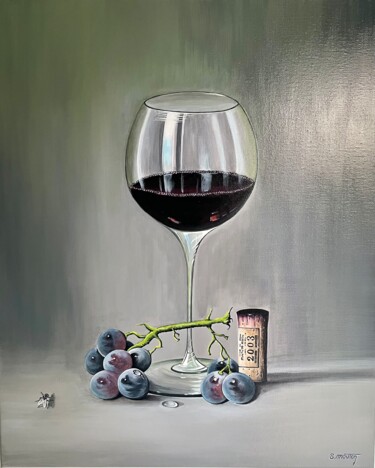 Painting titled "Le verre de vin" by Stéphane Mouton, Original Artwork, Acrylic