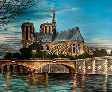 Peinture intitulée "Notre-Dame de Paris" par Stéphane Mouton, Œuvre d'art originale, Acrylique