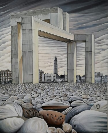 Painting titled "Le Havre en abyme" by Stéphane Mouton, Original Artwork, Acrylic