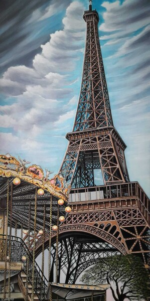 Malarstwo zatytułowany „La Tour Eiffel au C…” autorstwa Stéphane Mouton, Oryginalna praca, Akryl