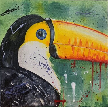 Pintura intitulada "Toucan" por Stéphane Palazzotto, Obras de arte originais, Acrílico