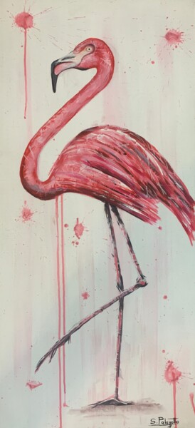 Painting titled "Flamingo" by Stéphane Palazzotto, Original Artwork, Acrylic