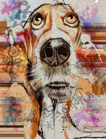 Digitale Kunst mit dem Titel "Lafayette(chien)" von Stéphane Palazzotto, Original-Kunstwerk, Fotomontage