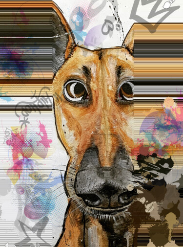 Digitale Kunst mit dem Titel "Chien malin" von Stéphane Palazzotto, Original-Kunstwerk, Fotomontage