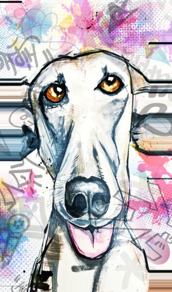 Digital Arts titled "Chien heureux 2" by Stéphane Palazzotto, Original Artwork, Photo Montage