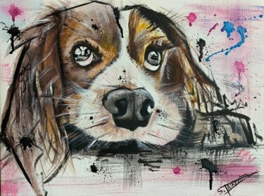 Painting titled "Princesse(chien)" by Stéphane Palazzotto, Original Artwork, Acrylic