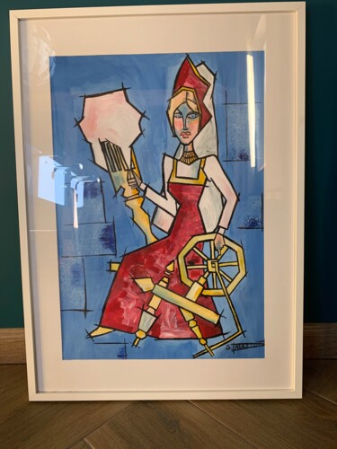 Painting titled "La tisseuse d’Ivano…" by Stéphane Palazzotto, Original Artwork, Acrylic Mounted on Glass