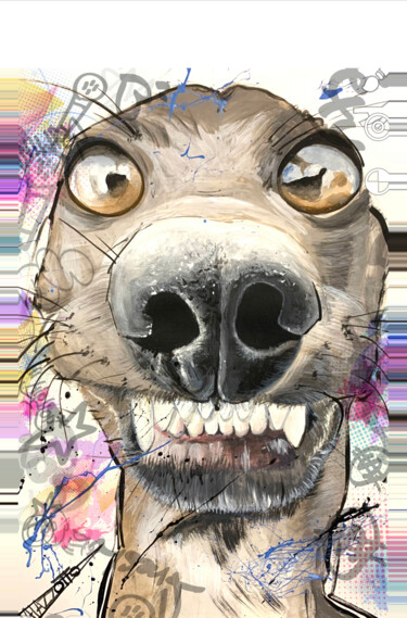 Arts numériques intitulée "Attention chien méc…" par Stéphane Palazzotto, Œuvre d'art originale, Travail numérique 2D