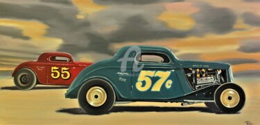 Peinture intitulée "Hot Rod race.jpg" par Stephane Paturel, Œuvre d'art originale, Huile