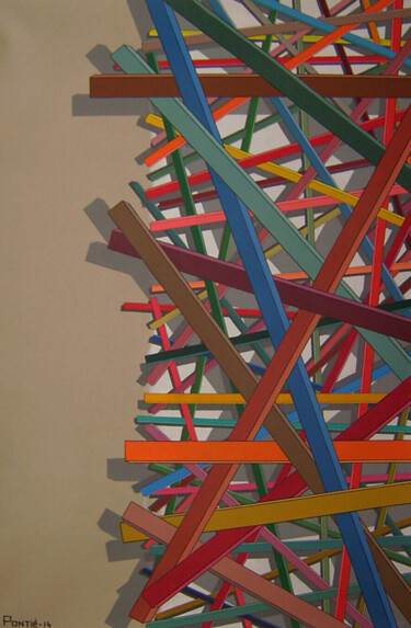 Malerei mit dem Titel "N°005" von Stephane Pontié, Original-Kunstwerk, Acryl Auf Holzplatte montiert