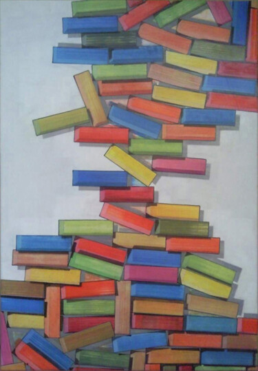 Malerei mit dem Titel "Le murs (equilibre)…" von Stephane Pontié, Original-Kunstwerk, Acryl