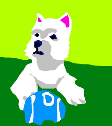 Arts numériques intitulée "Le chien à sa babal…" par Stephane Pruvot, Œuvre d'art originale, Peinture numérique