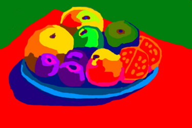 Digital Arts titled "Assiette aux Fruits" by Stephane Pruvot, Original Artwork, Digital Painting