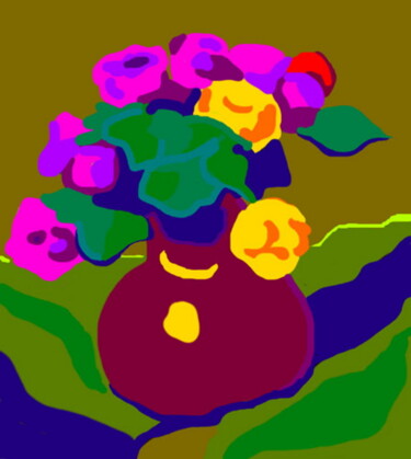 Arte digital titulada "Bouquet de roses" por Stephane Pruvot, Obra de arte original, Pintura Digital