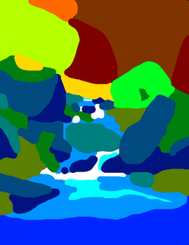 Arte digitale intitolato "Le torrent" da Stephane Pruvot, Opera d'arte originale, Pittura digitale