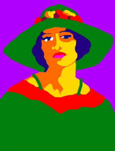 Arte digital titulada "Adeline au Chapeau…" por Stephane Pruvot, Obra de arte original, Pintura Digital