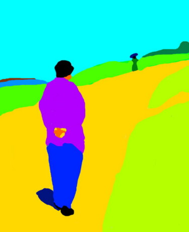 Digitale Kunst mit dem Titel "La promenade" von Stephane Pruvot, Original-Kunstwerk, Digitale Malerei