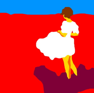 Un souffle de vent dans sa robe Arts numériques intitulée "Un souffle de vent…" par Stephane Pruvot, Œuvre d'art originale, Peinture numérique