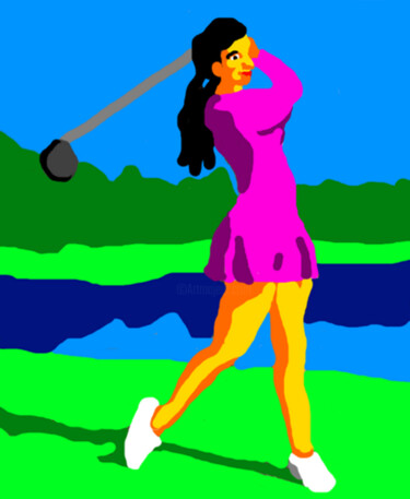 Digital Arts titled "La Golfeuse" by Stephane Pruvot, Original Artwork, Digital Painting