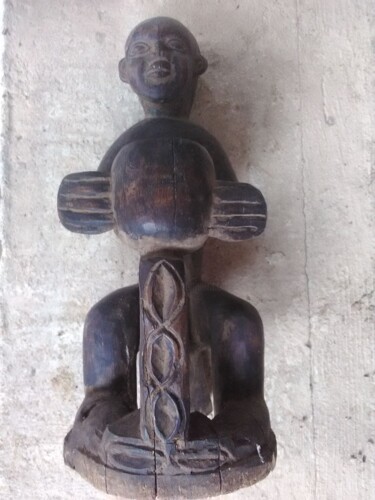 Sculpture titled "Personnage africain…" by Stephane Renaud, Original Artwork, Wood