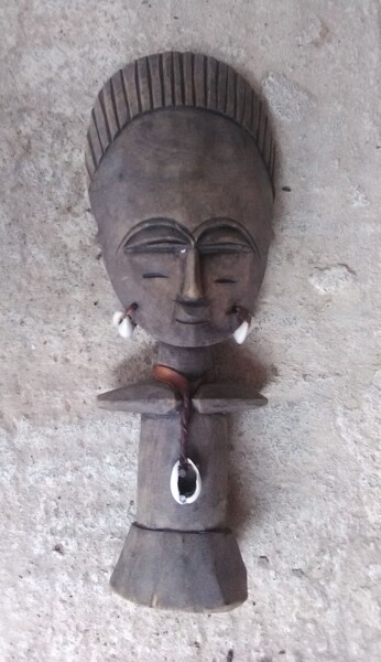 Sculpture titled "Personnage africain…" by Stephane Renaud, Original Artwork, Wood