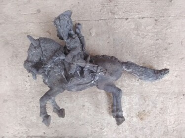 Sculpture titled "Cavalier en bronze" by Stephane Renaud, Original Artwork, Metals