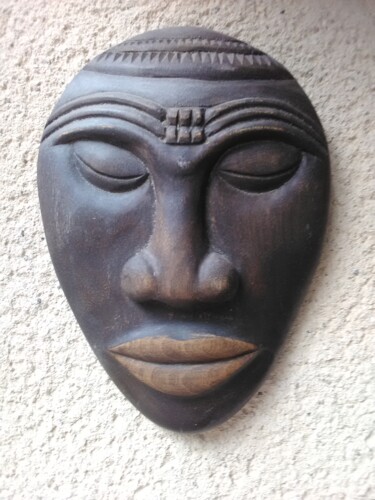 Sculpture titled "Masque du Brésil 1" by Stephane Renaud, Original Artwork, Wood