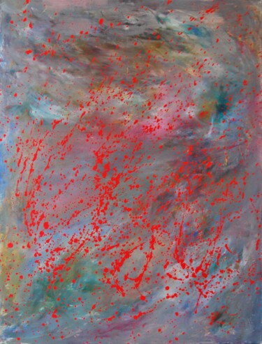 Painting titled "red sky" by Stéphane Semmar, Original Artwork, Acrylic Mounted on Wood Stretcher frame