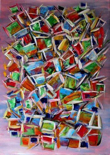 제목이 "Compression"인 미술작품 Stéphane Semmar로, 원작, 아크릴 나무 들것 프레임에 장착됨