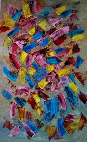 Pittura intitolato "palio di siena" da Stéphane Semmar, Opera d'arte originale, Acrilico Montato su Telaio per barella in le…