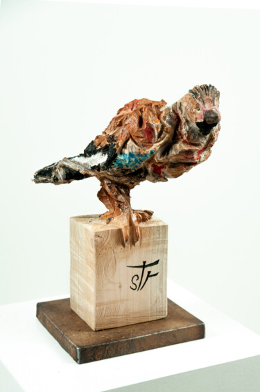 Escultura intitulada "le guetteur" por Stéphane Terret, Obras de arte originais, Madeira