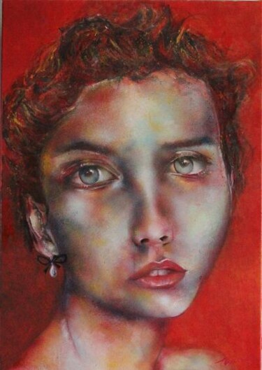 Painting titled "Judith" by Stephane Texereau, Original Artwork, Oil Mounted on Wood Stretcher frame