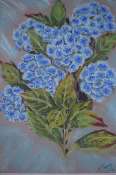 Painting titled "hortensia-bleu.jpg" by Stephane Thery, Original Artwork