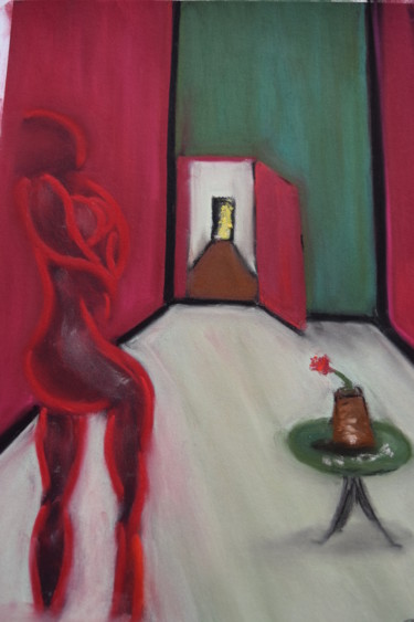 Peinture intitulée "nu-rouge.jpg" par Stephane Thery, Œuvre d'art originale