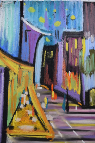Painting titled "rue-de-nuit.jpg" by Stephane Thery, Original Artwork