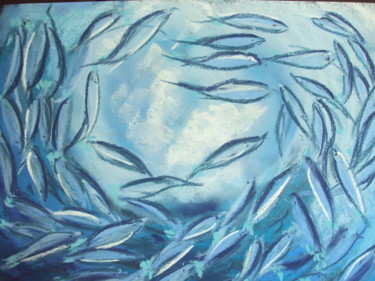 Peinture intitulée "banc de sardine 2" par Stephane Thery, Œuvre d'art originale