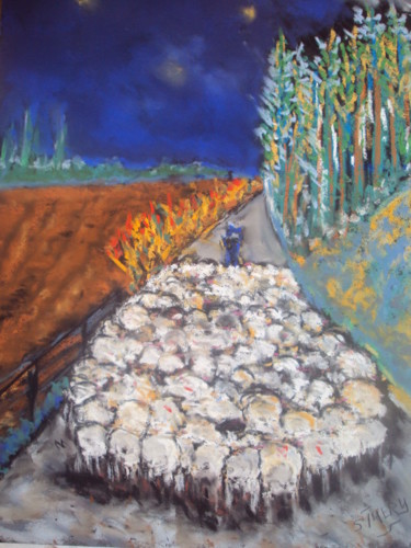 Painting titled "mouton à belle ile…" by Stephane Thery, Original Artwork