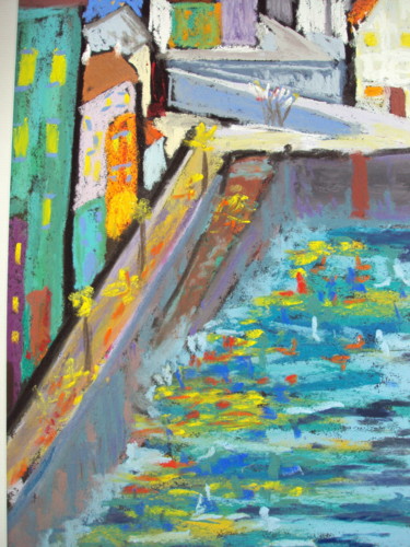 Peinture intitulée "le port de Sauzon" par Stephane Thery, Œuvre d'art originale, Pastel
