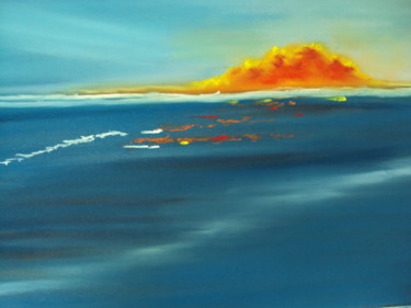 Peinture intitulée "soleil couchant" par Stephane Thery, Œuvre d'art originale, Pastel